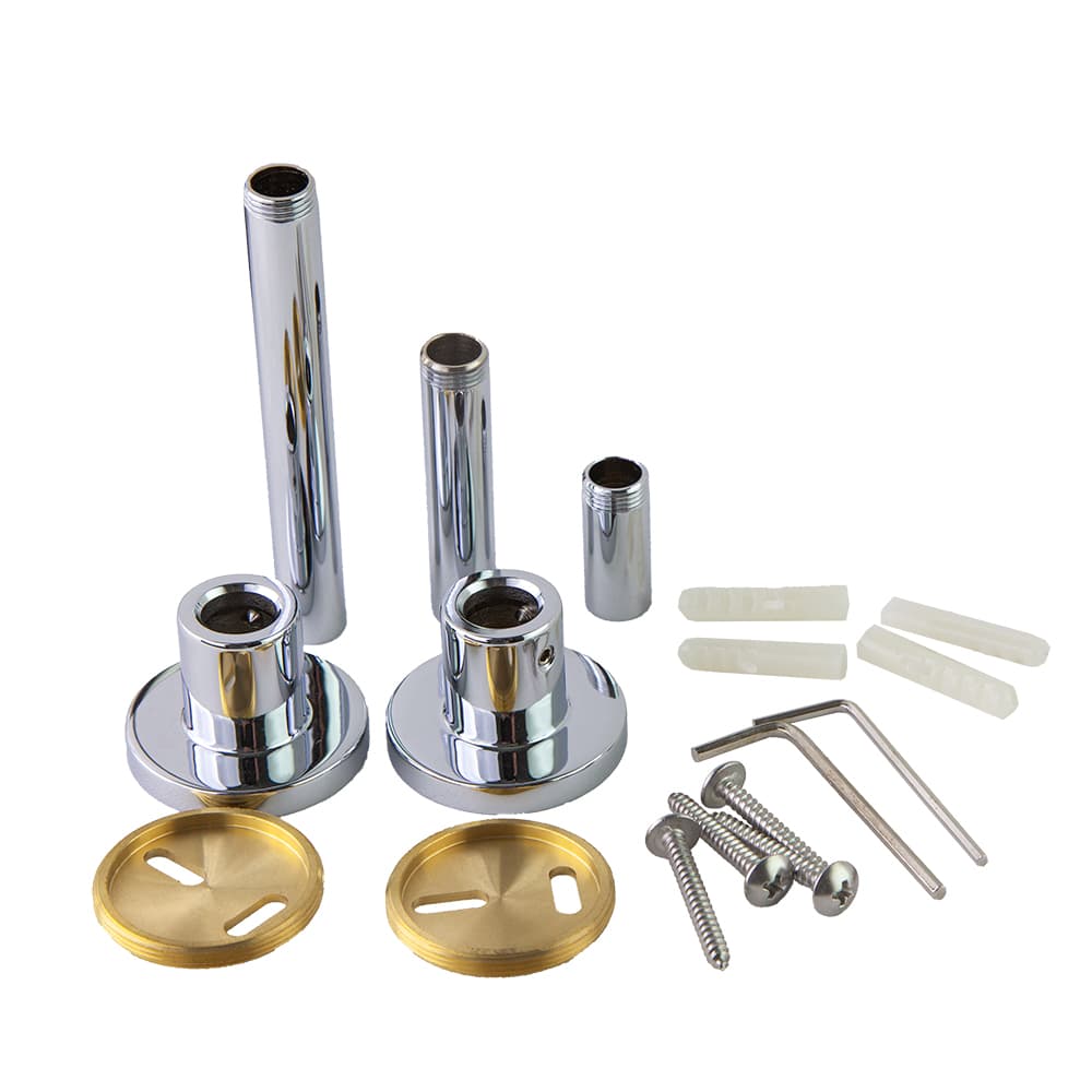 Hidroterapia, kit supporto di fissaggio a parete per tubo e deviatore da Ø24mm per DN130D e T100D, Cromo