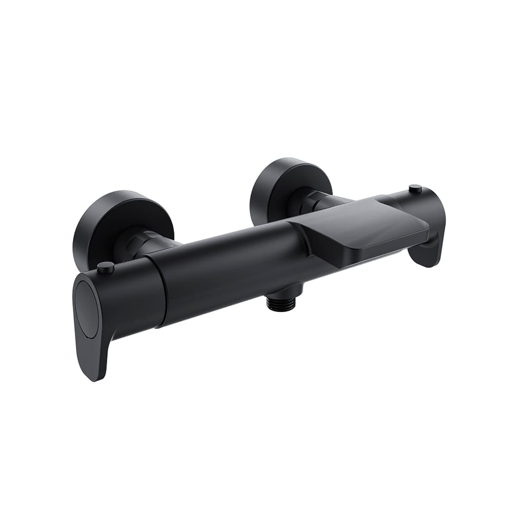 Alexia, termostático de baño-ducha salida cascada, Negro mate