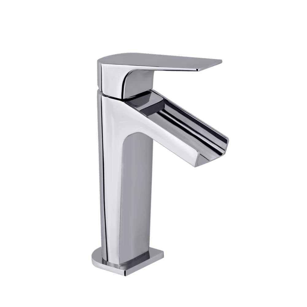 Urban chic, monomando de lavabo con caño abierto salida cascada con caudal limitado, Cromo