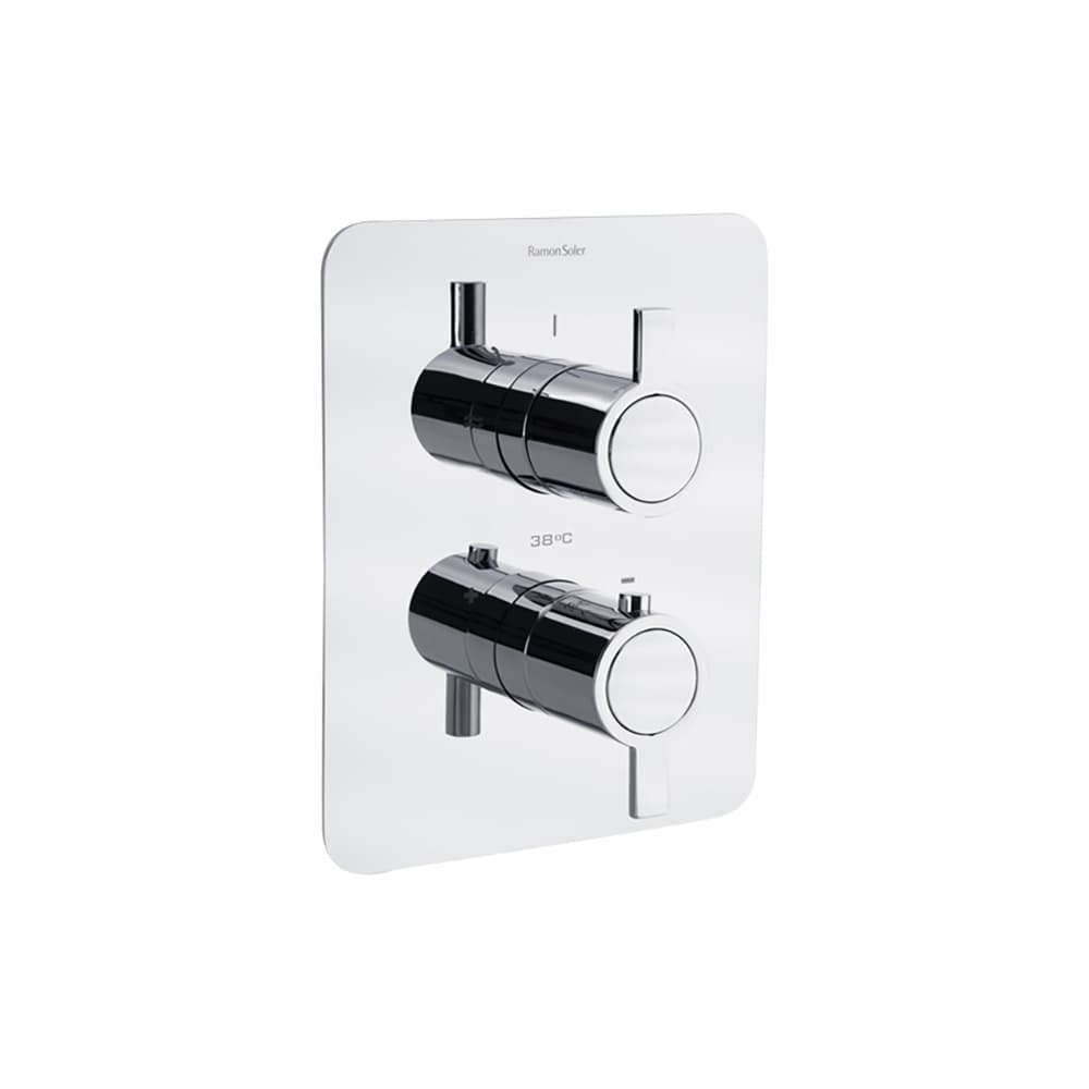Drako, mitigeur thermostatique de douche à encastrer 1 voie avec plaque métallique, Chromé