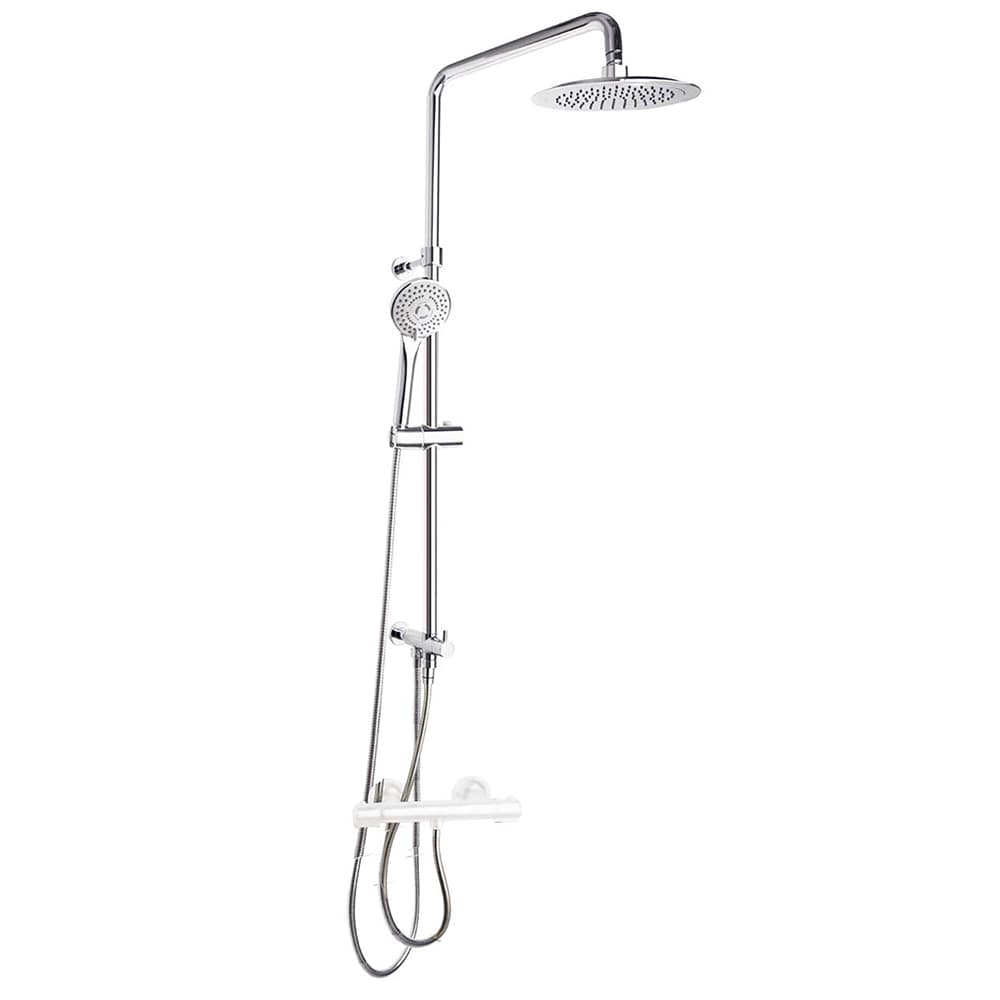 Hidroterapia, barra de ducha adaptable con ducha de mano, flexo y rociador Ø240mm, Cromo
