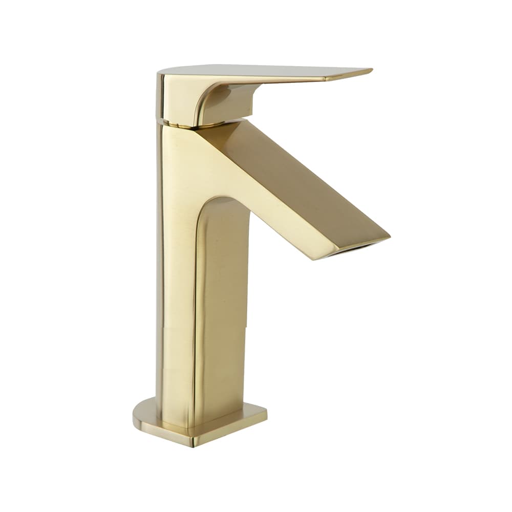 Urban chic, Breeam, monomando de lavabo salida en cascada caudal limitado 5L, Oro cepillado