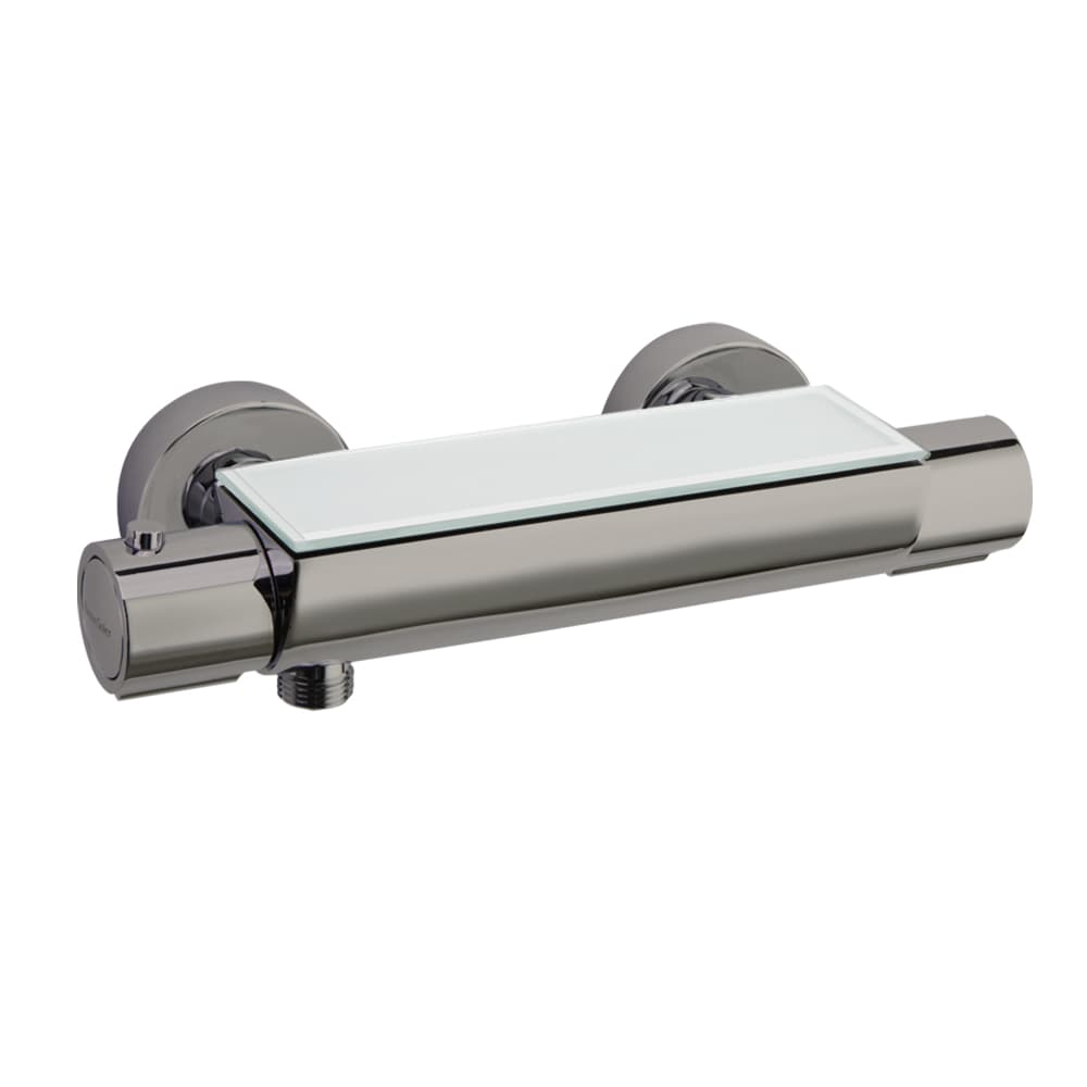 Urban chic, mitigeur thermostatique de douche avec tablette en verre de sécurité, Nickel brossé