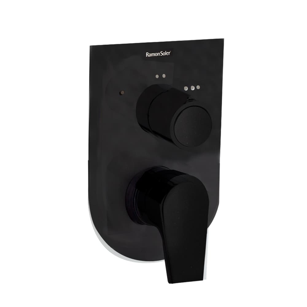 Urban chic, mitigeur bain-douche encastré métallique 3 voies avec plaque de finition ultraslim., Noir mat