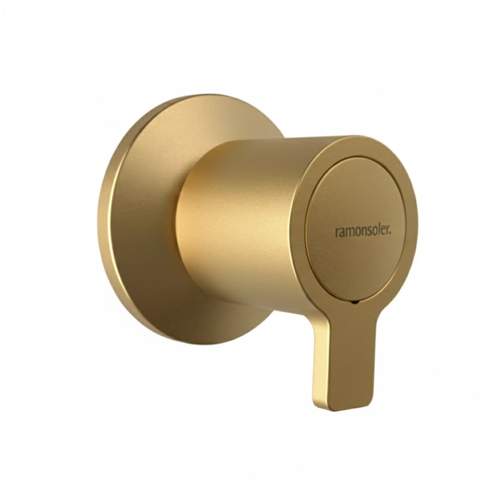 Blautherm, plain stop valve, hot or cold, Brushed gold