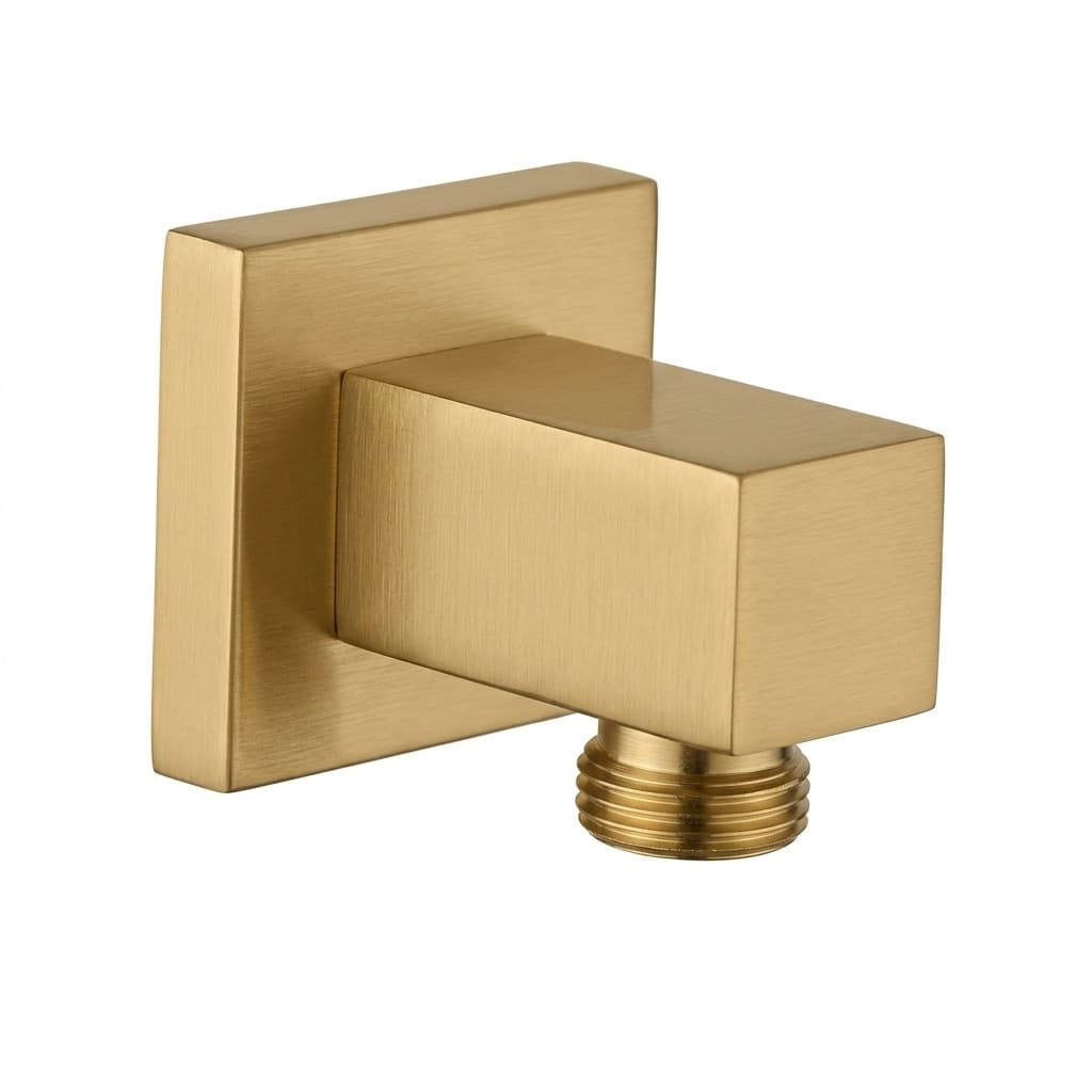 Hidroterapia, codo de salida de agua fijo cuadrado, Oro cepillado