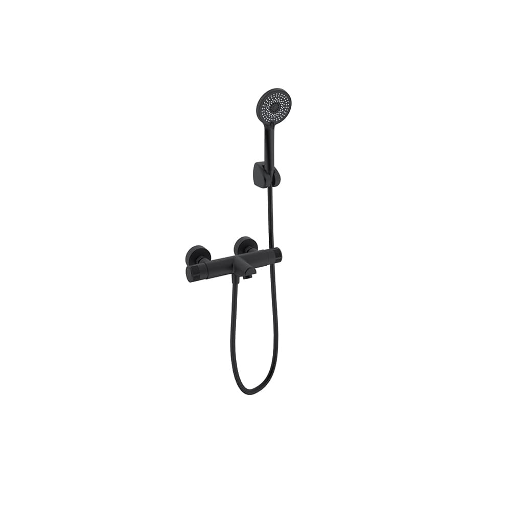 Monotech, aixeta monocontrol de dutxa amb equip de dutxa, Negre mat