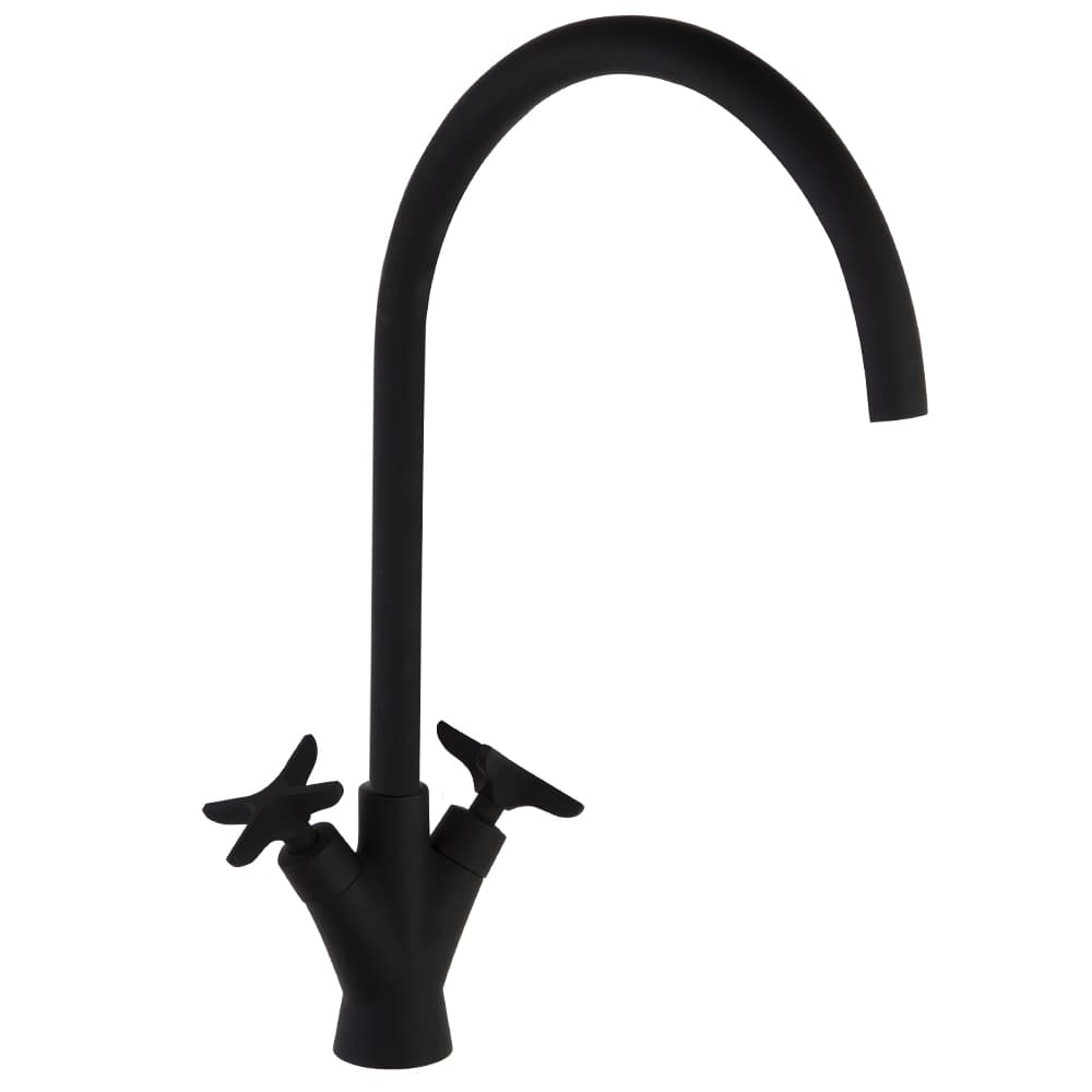 Adagio, Breeam, bimando de cocina con caño giratorio 220mm, Negro mate
