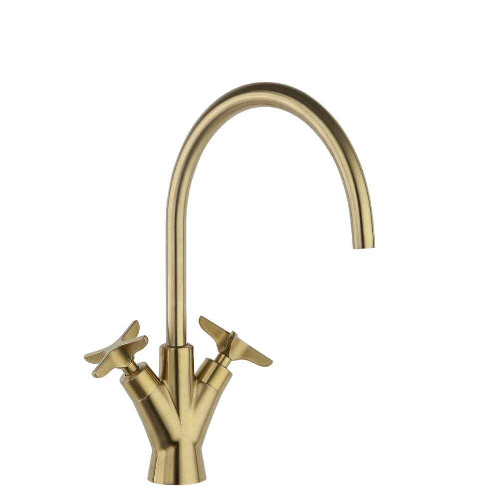 Adagio, Breeam, bimando de lavabo con caño de 170mm, Oro cepillado