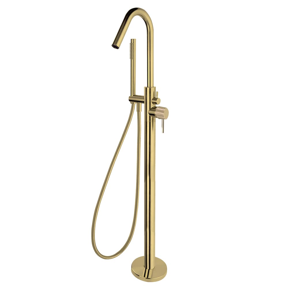 Odisea - joya, floor-standing bath mixer with shower set, Brushed gold