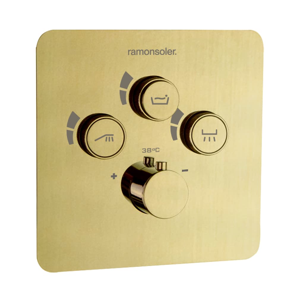 Rs smart, Unterputz-Thermostat-Set mit 3 Wegen, Gold gebürstet