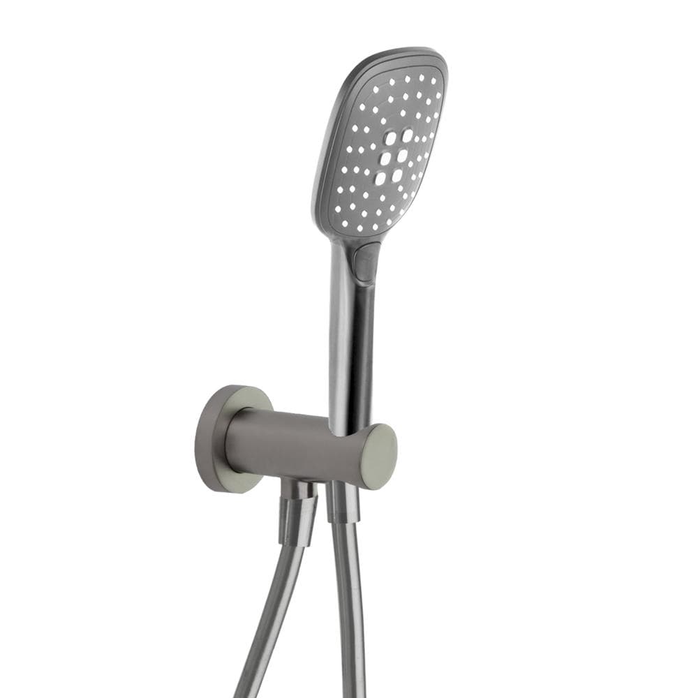 Hidroterapia, conjunto de ducha de pared con ducha de mano y codo con soporte, Niquel cepillado