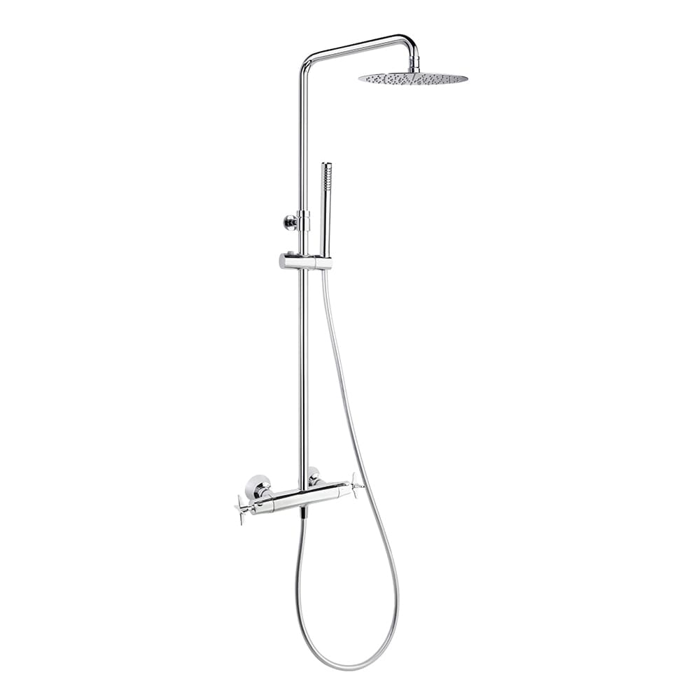 Adagio, columna telescópica termostática con ducha de mano y rociador de 300 mm, Cromo
