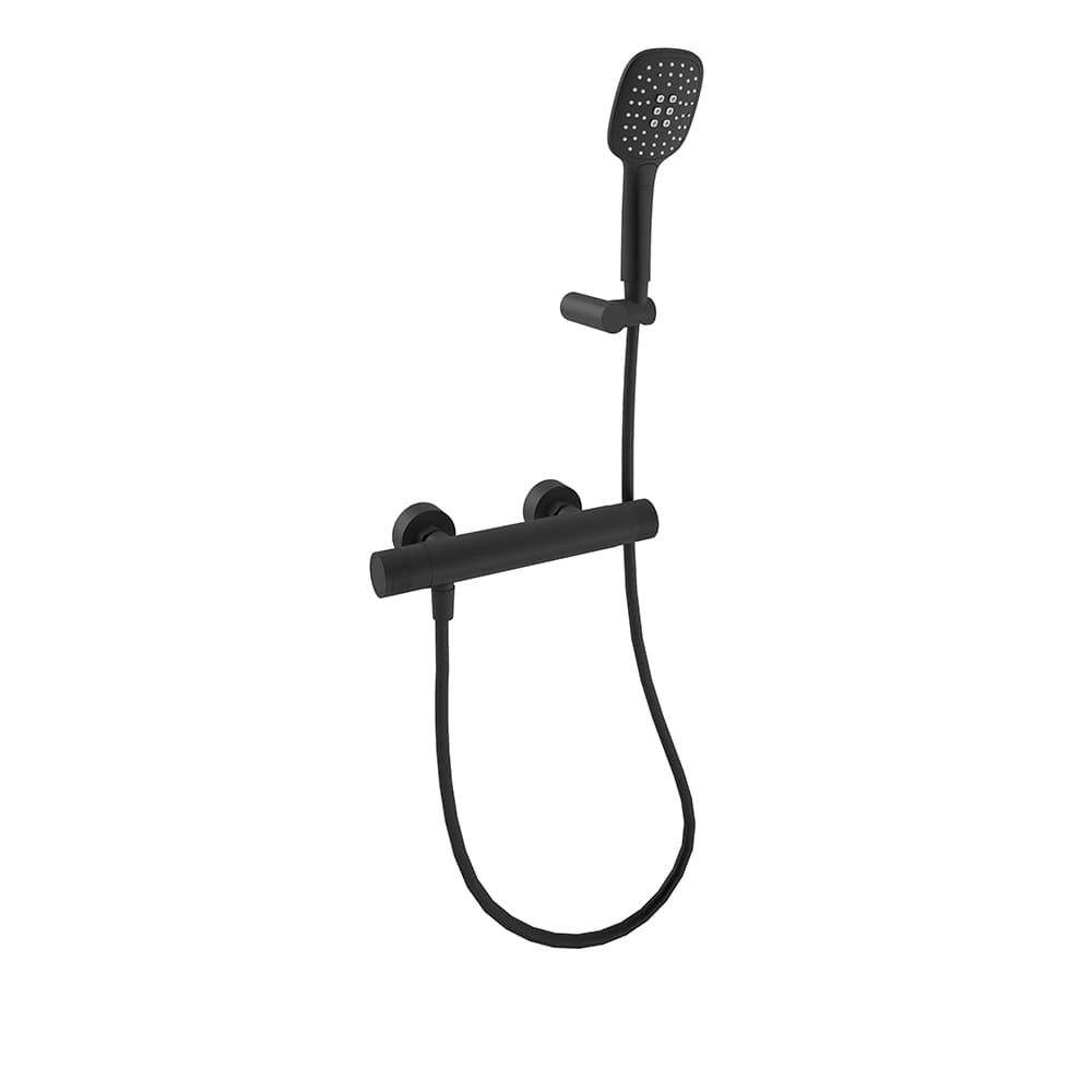 Mamma mia, thermostatic shower mixer with shower set, Matt black