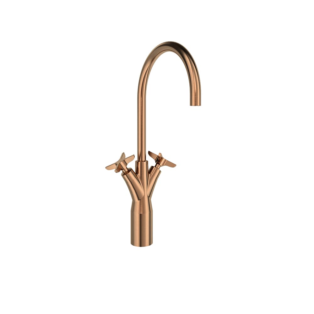 Adagio, Breeam, bimando de lavabo alto con caño de 190mm, Cobre cepillado