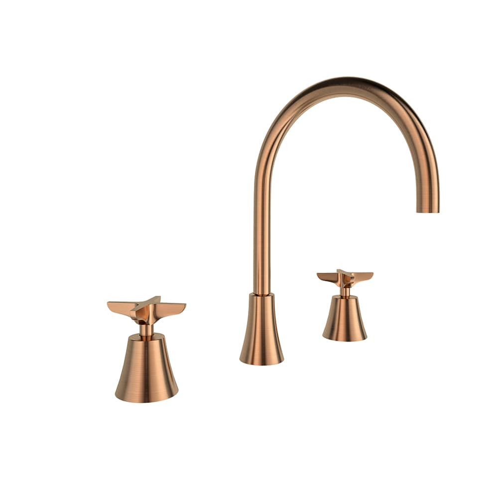 Adagio, Breeam, bimando de lavabo para repisa con caño de 190mm, Cobre cepillado