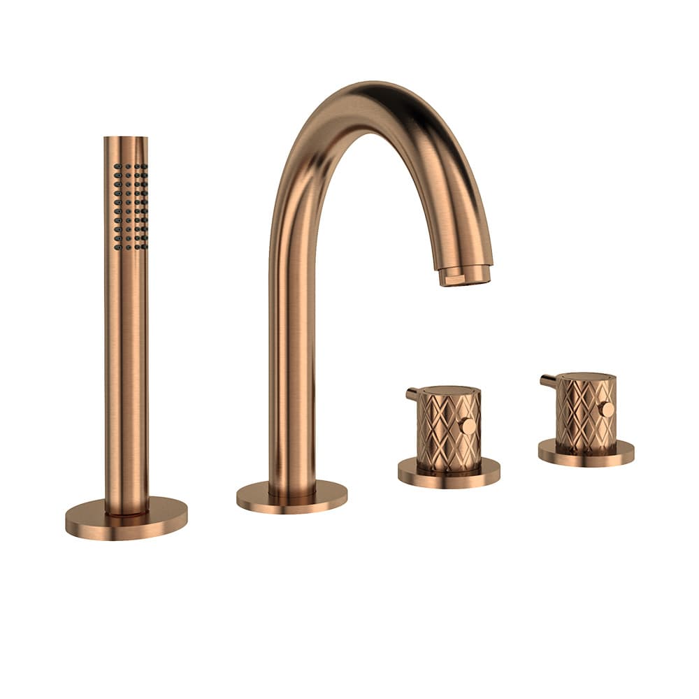 Odisea - joya, termostático de baño-ducha de repisa con equipo de ducha metálico, Brushed copper